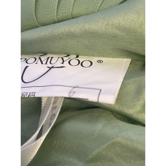 BRIDESMAID SZ 6 M Green Pleated Keyhole Halter Party Formal Maxi Dress New b103 - Picture 7 of 9